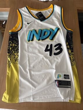 Nike White/Teal/Yellow Indiana Pacers 'INDY' Siakam #43 Jersey